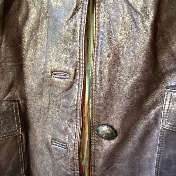 Vintage French Redskins Brown Patina Leather Jacket Size M Glove Soft Read! - Picture 9 of 16